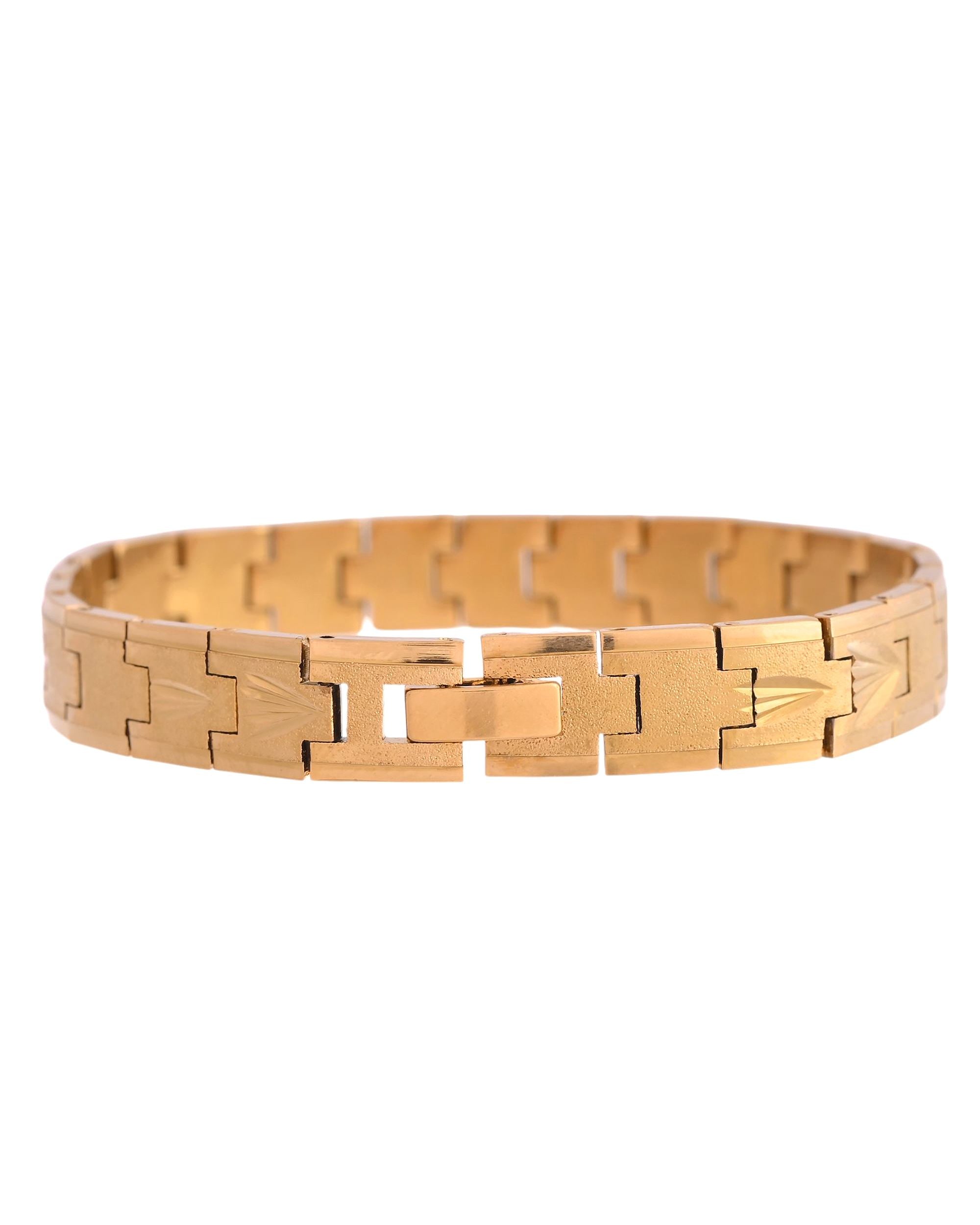 VOJ Textured Gold Polished Men's Bracelet - Distacart