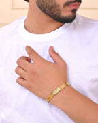 VOJ Stainless Steel Men's Gold Polished Textured Bracelet - Distacart