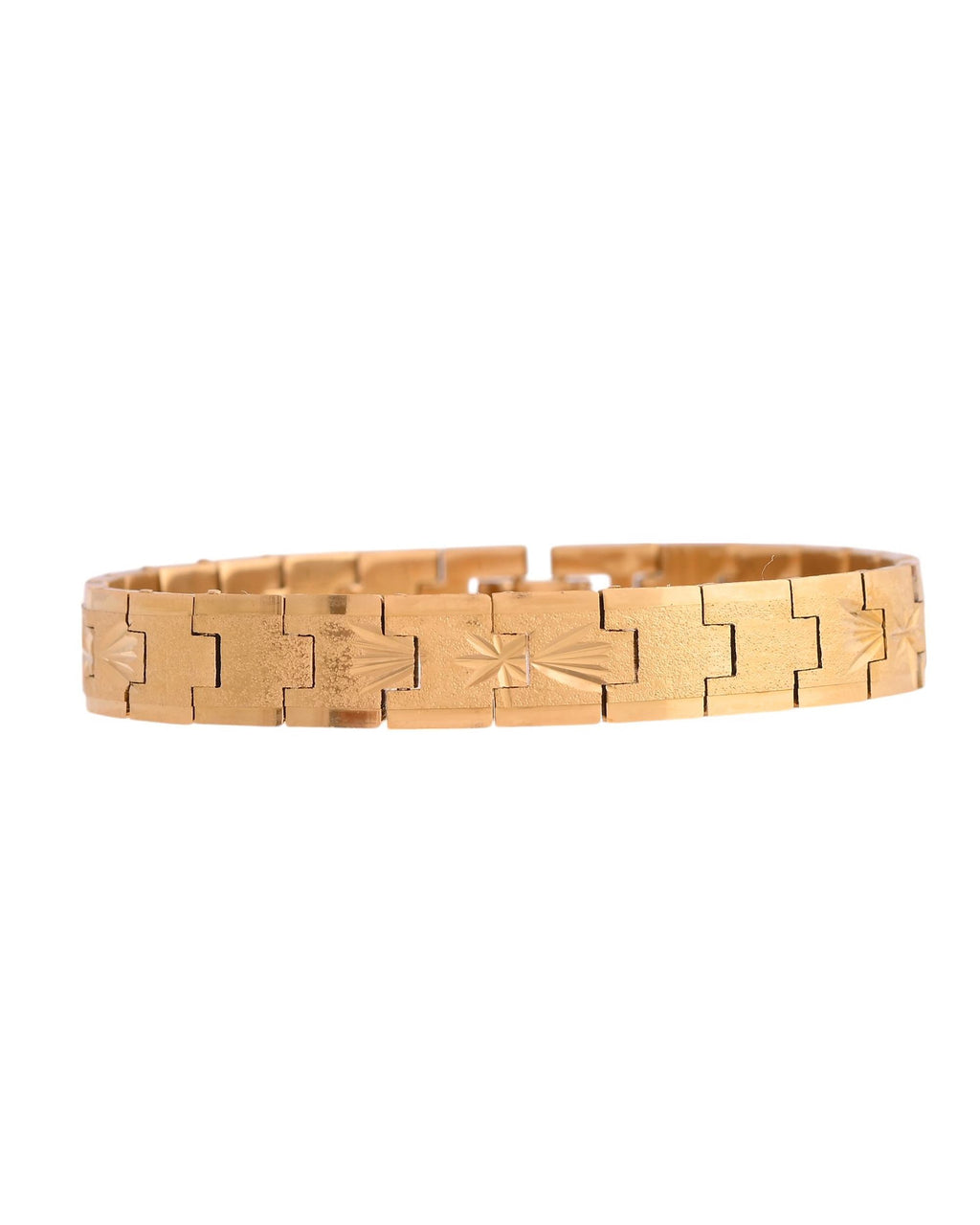 VOJ Stainless Steel Men's Gold Polished Textured Bracelet - Distacart