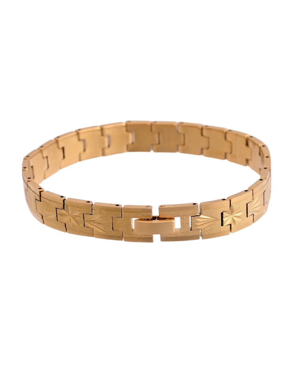 VOJ Stainless Steel Men's Gold Polished Textured Bracelet - Distacart