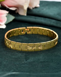 VOJ Stainless Steel Men's Gold Polished Textured Bracelet - Distacart