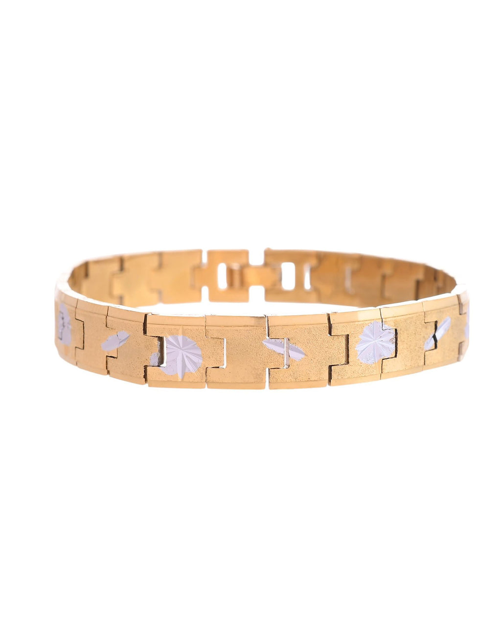 VOJ Gold And Silver Polished Textured Bracelet For Men - Distacart