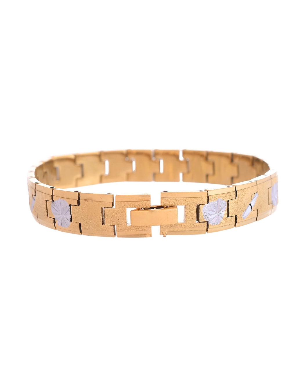VOJ Gold And Silver Polished Textured Bracelet For Men - Distacart