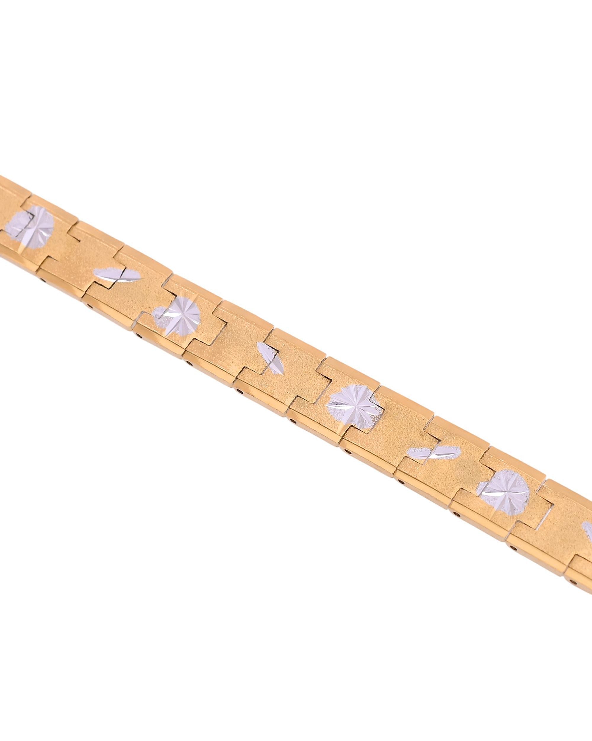 VOJ Gold And Silver Polished Textured Bracelet For Men - Distacart