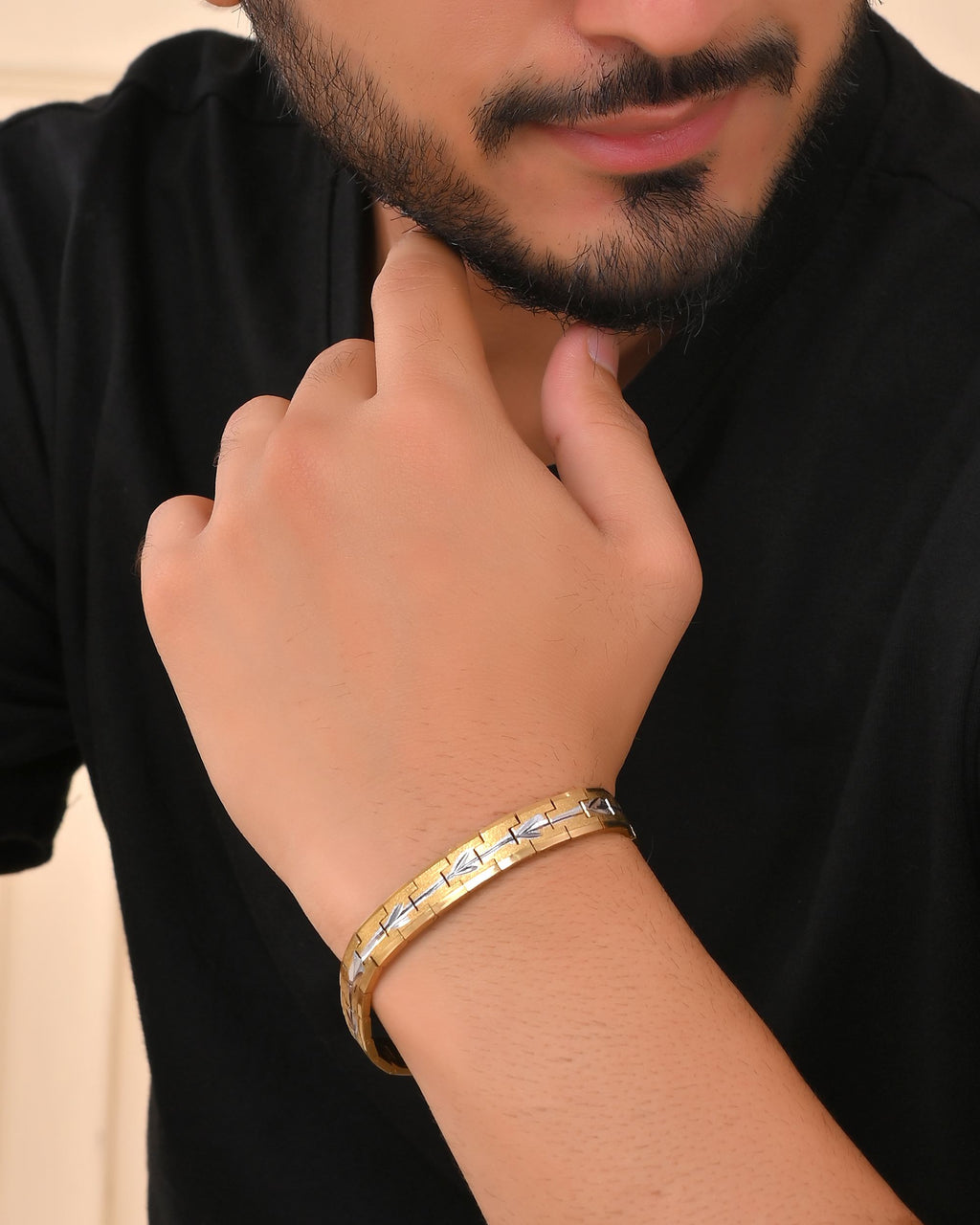 VOJ Textured Double Toned Men's Bracelet - Distacart