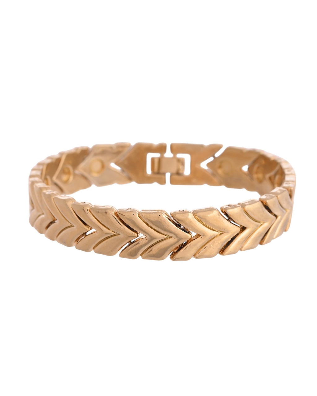 VOJ Gold Toned Magnetic Therapy Bracelet for Men - Distacart