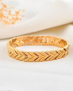 VOJ Gold Toned Magnetic Therapy Bracelet for Men - Distacart