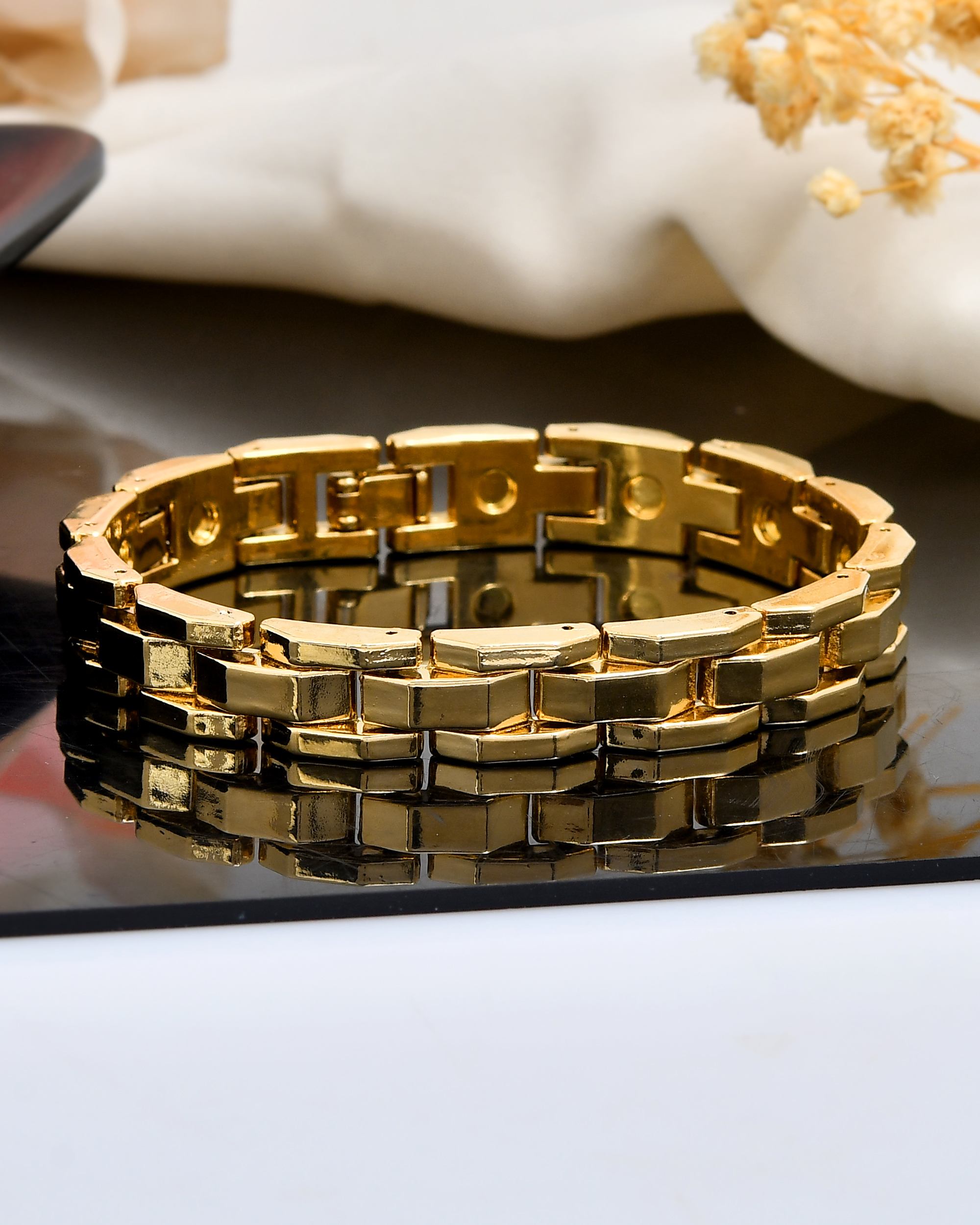 VOJ Golden Link Tungsten Magnetic Bracelet for Men - Distacart
