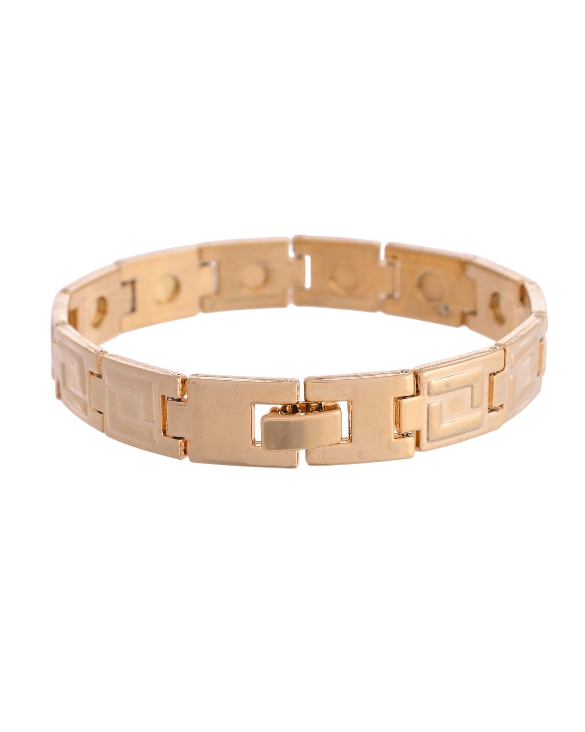 VOJ Men's Gold Polished Stainless Steel Link Bracelet - Distacart
