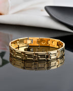 VOJ Men's Gold Polished Stainless Steel Link Bracelet - Distacart