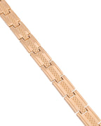 VOJ Men Gold-Toned Stainless Steel Grid Pattern Chain Bracelet - Distacart