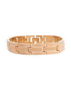 VOJ Men Gold-Toned Stainless Steel Grid Pattern Chain Bracelet - Distacart
