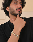 VOJ Men's Gold-Toned Textured Tungsten Steel Magnetic Bracelet - Distacart