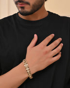 VOJ Men's Gold-Toned Textured Tungsten Steel Magnetic Bracelet - Distacart