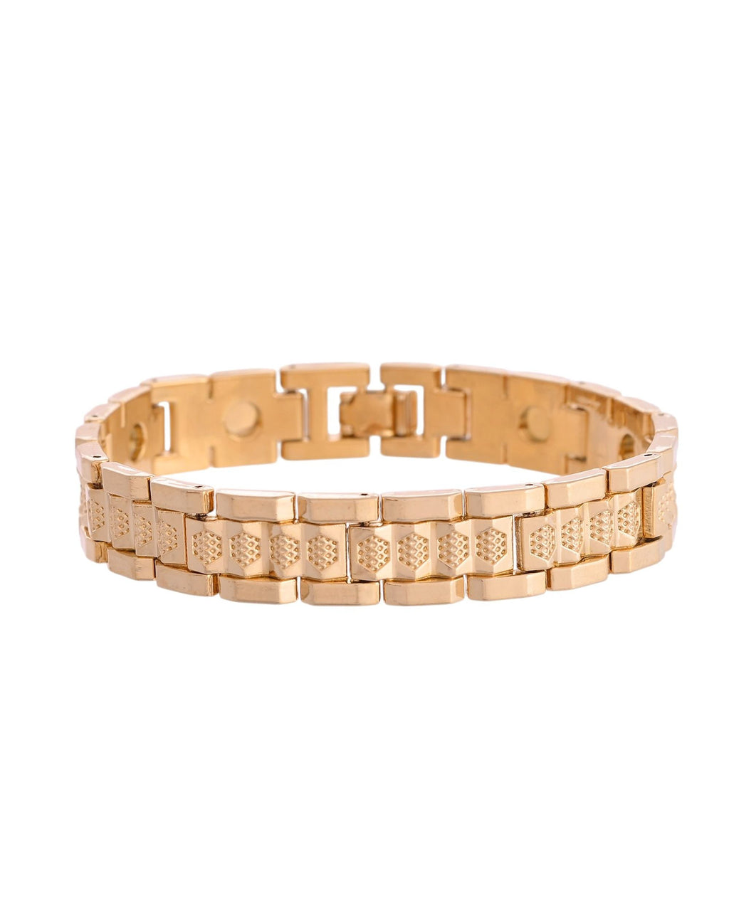 VOJ Men's Gold-Toned Textured Tungsten Steel Magnetic Bracelet - Distacart