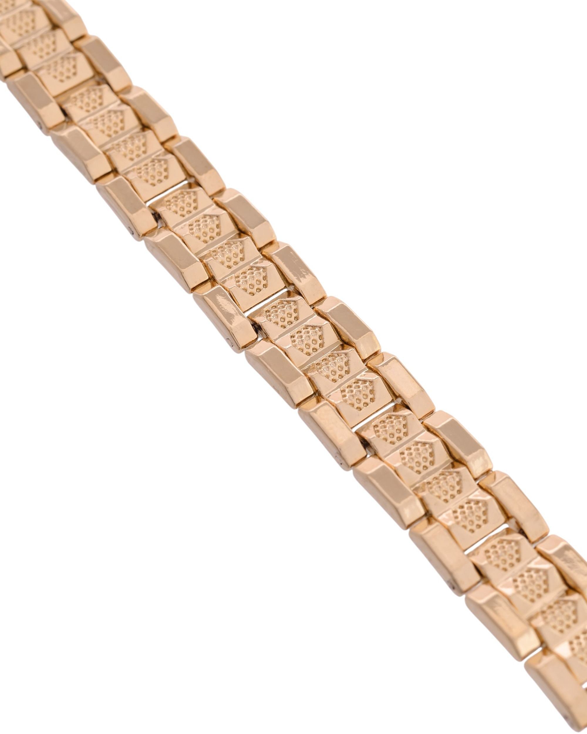 VOJ Men's Gold-Toned Textured Tungsten Steel Magnetic Bracelet - Distacart