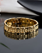 VOJ Men's Gold-Toned Textured Tungsten Steel Magnetic Bracelet - Distacart