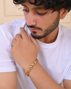 VOJ Geometric Design Gold Polished Bracelet - Distacart