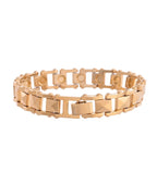 VOJ Geometric Design Gold Polished Bracelet - Distacart