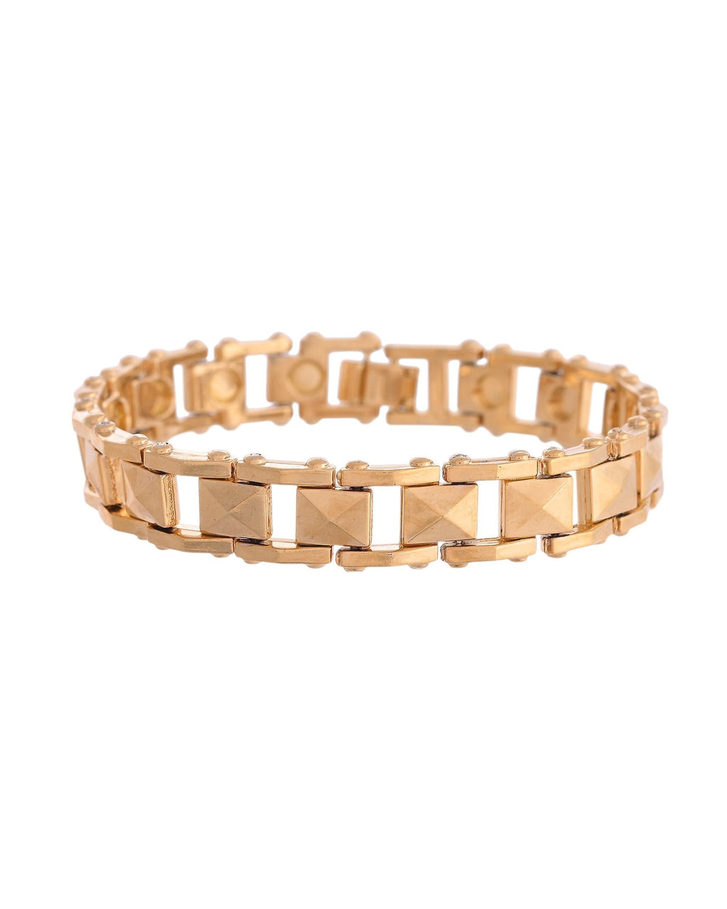 VOJ Geometric Design Gold Polished Bracelet - Distacart