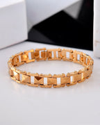 VOJ Geometric Design Gold Polished Bracelet - Distacart