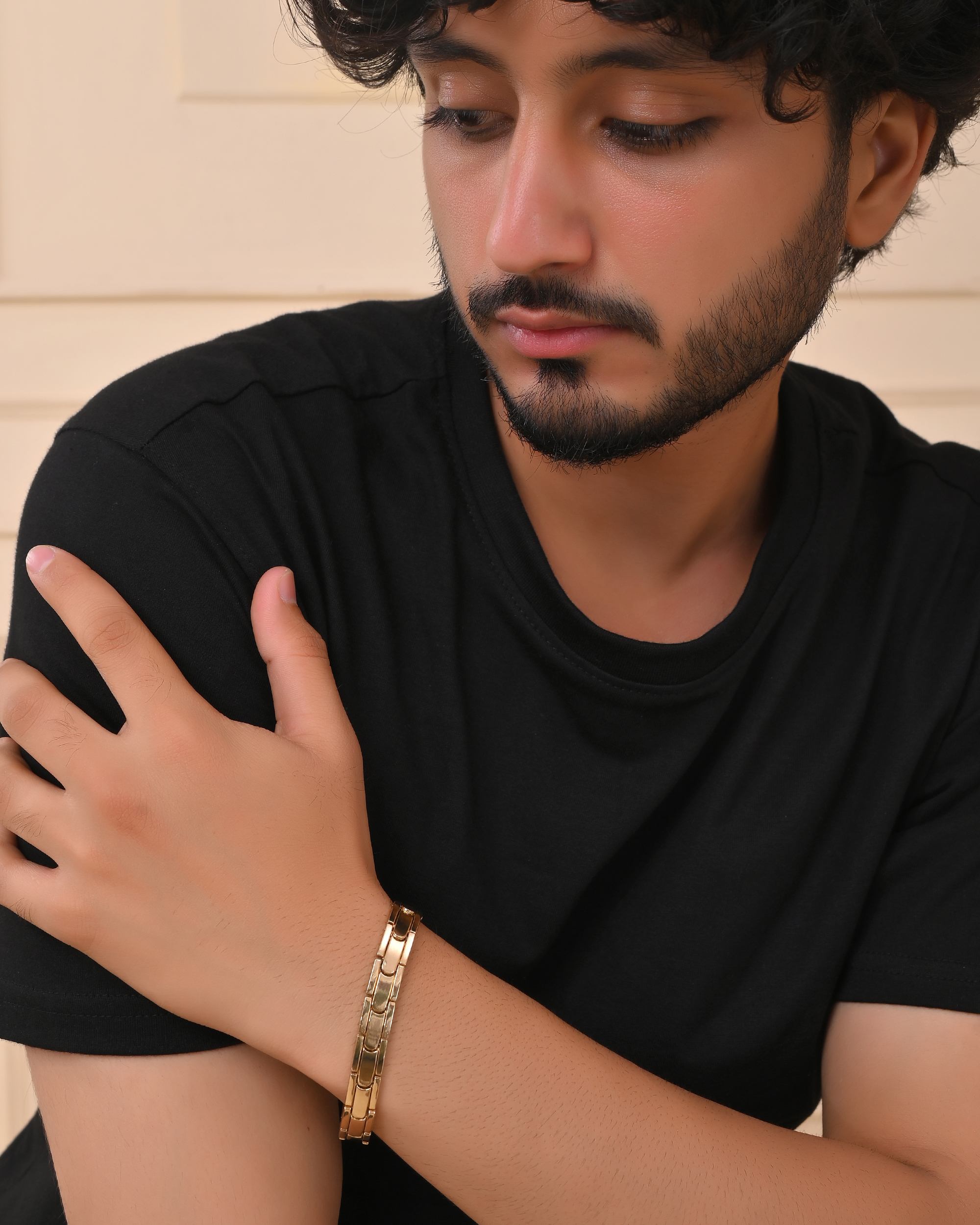 VOJ Classic Gold-Toned Stainless Steel Power Element Bracelet - Distacart