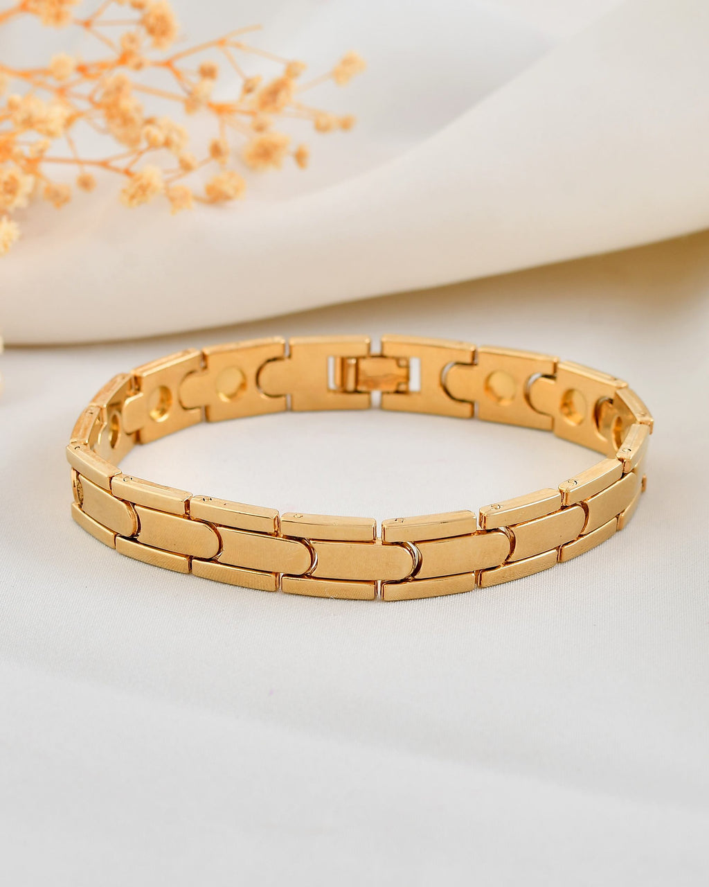 VOJ Classic Gold-Toned Stainless Steel Power Element Bracelet - Distacart