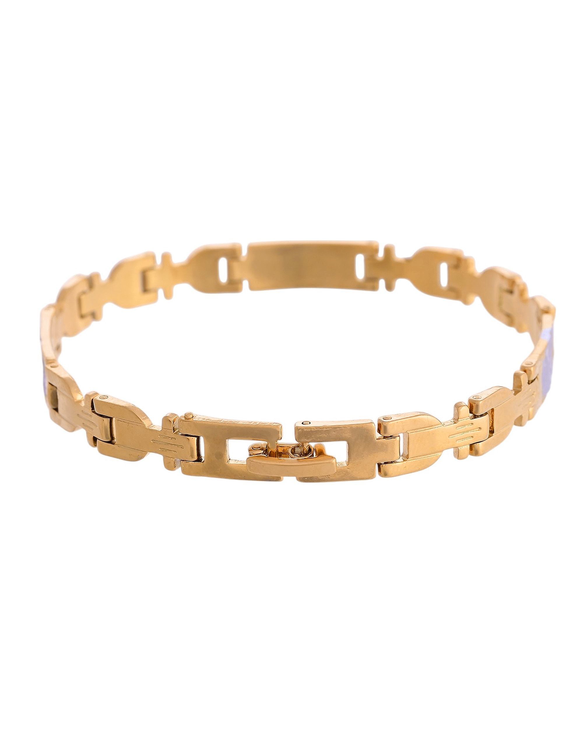 VOJ Men's Elegant Two-Tone Gold & Silver Link Bracelet - Distacart