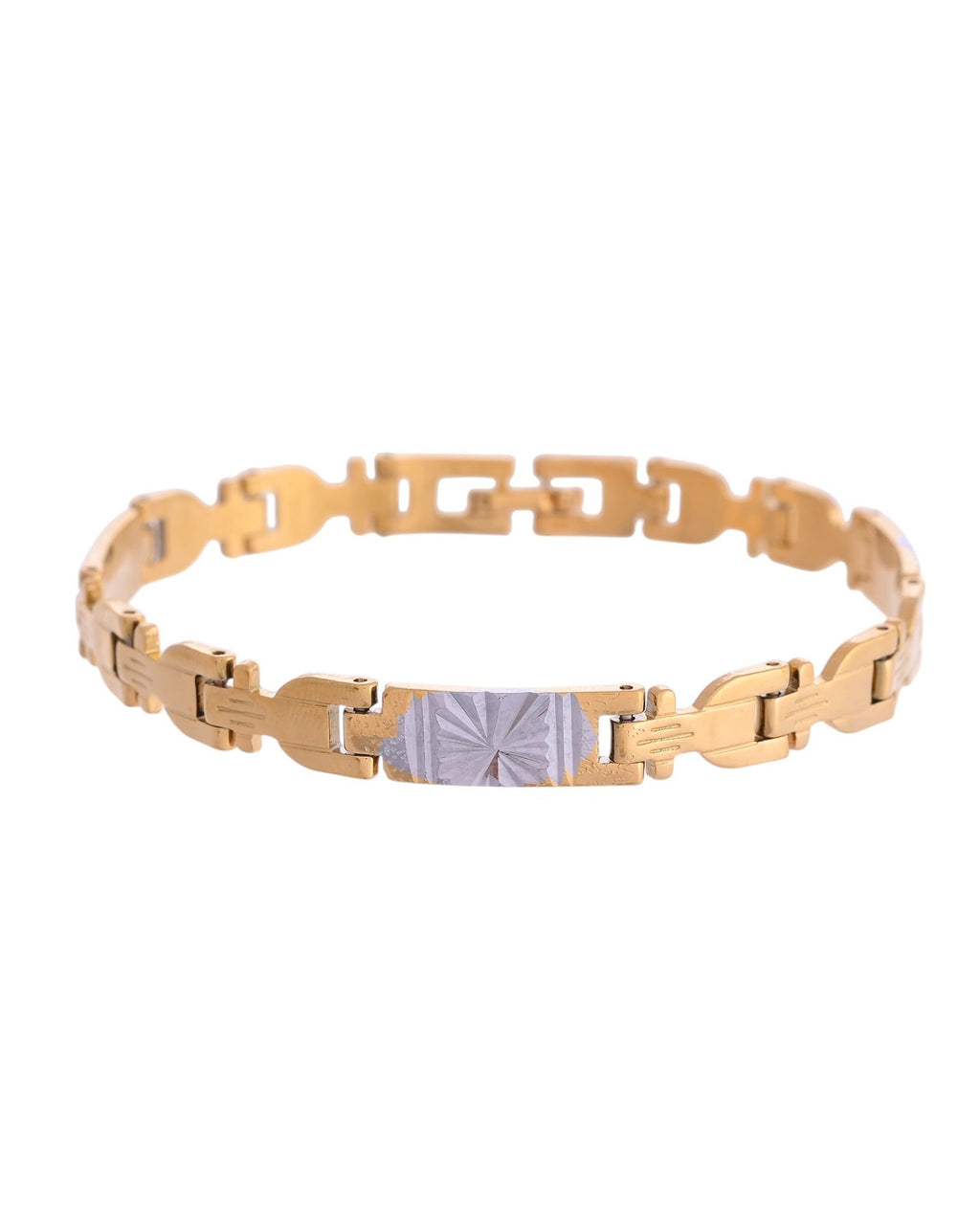 VOJ Men's Elegant Two-Tone Gold & Silver Link Bracelet - Distacart