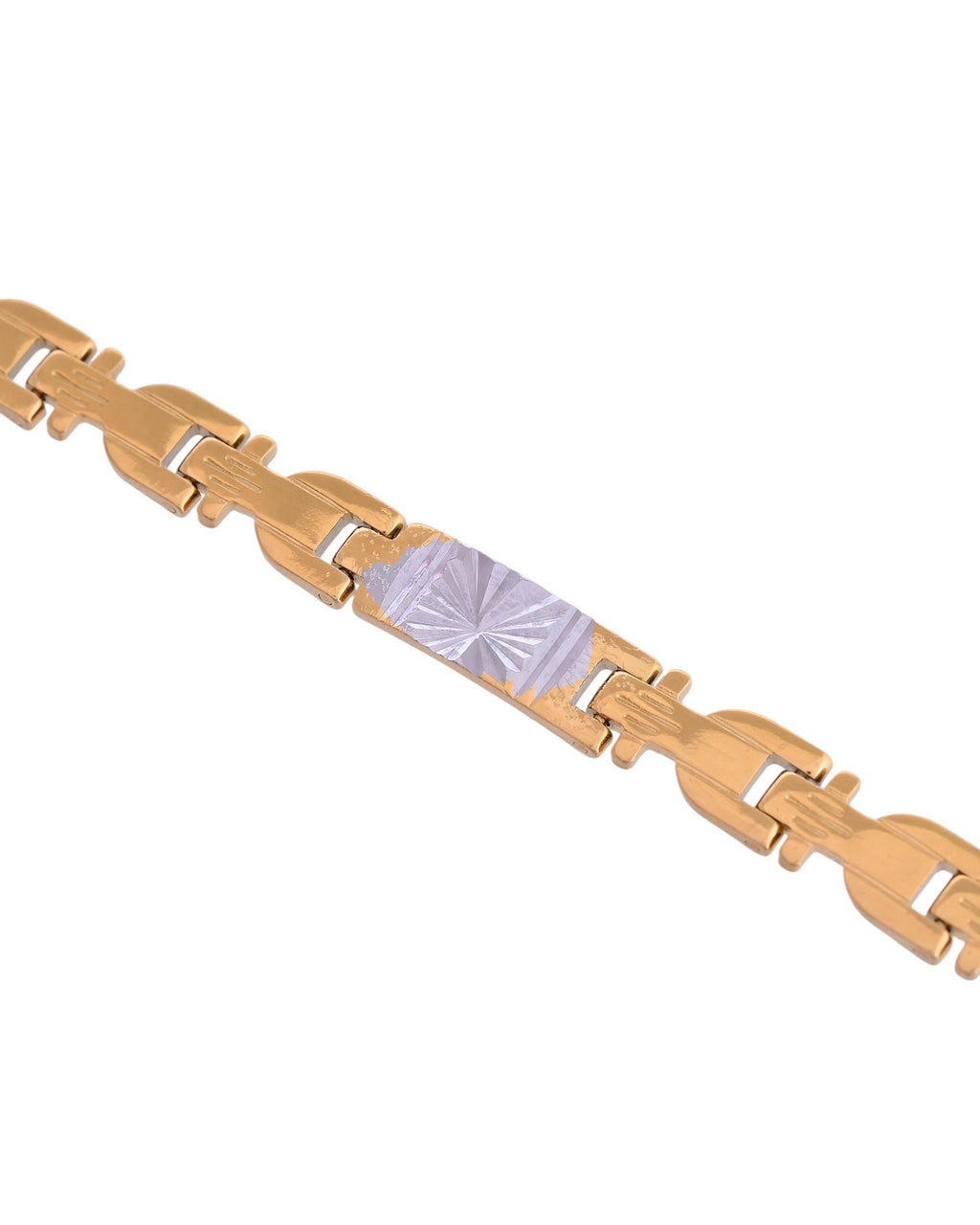 VOJ Men's Elegant Two-Tone Gold & Silver Link Bracelet - Distacart