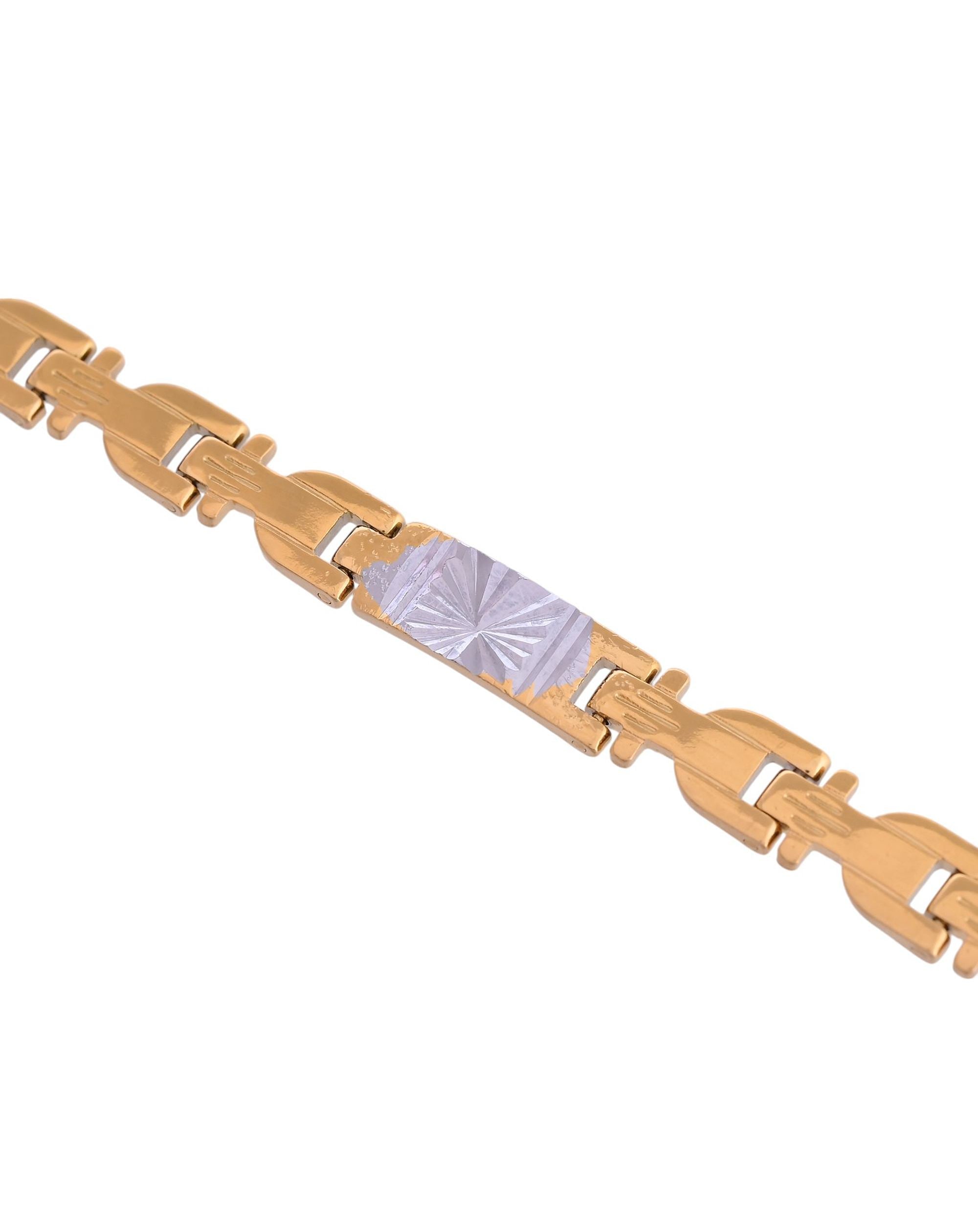VOJ Men's Elegant Two-Tone Gold & Silver Link Bracelet - Distacart