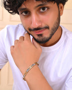 VOJ Men Gold Polished & Silver-Toned Exquisite Alloy Link Bracelet - Distacart