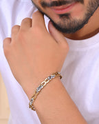 VOJ Men Gold Polished & Silver-Toned Exquisite Alloy Link Bracelet - Distacart