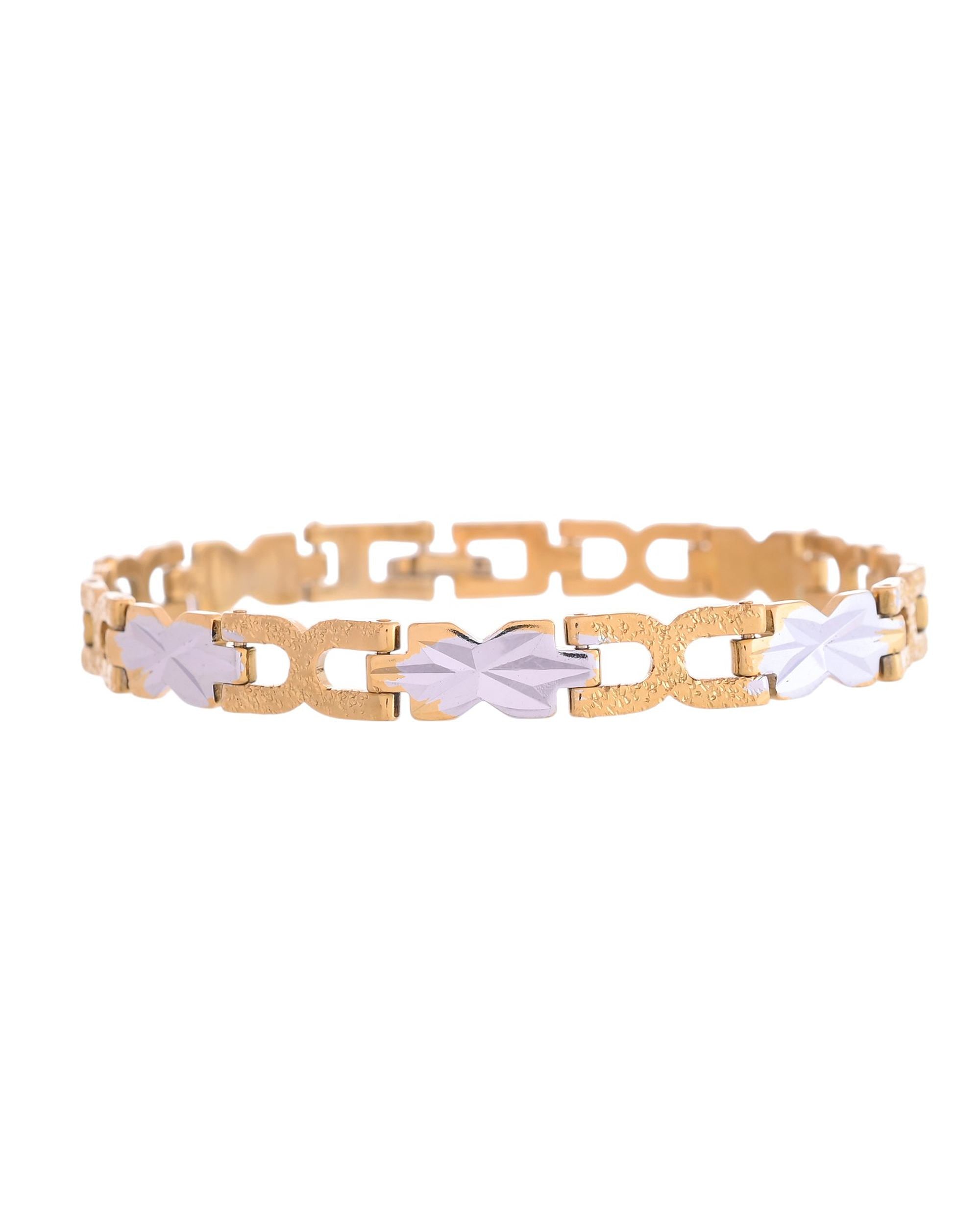 VOJ Men Gold Polished & Silver-Toned Exquisite Alloy Link Bracelet - Distacart