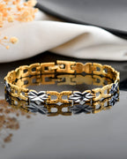 VOJ Men Gold Polished & Silver-Toned Exquisite Alloy Link Bracelet - Distacart