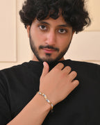 VOJ Men Gold Polished & Silver-Toned Exquisite Waved Linked Bracelet - Distacart