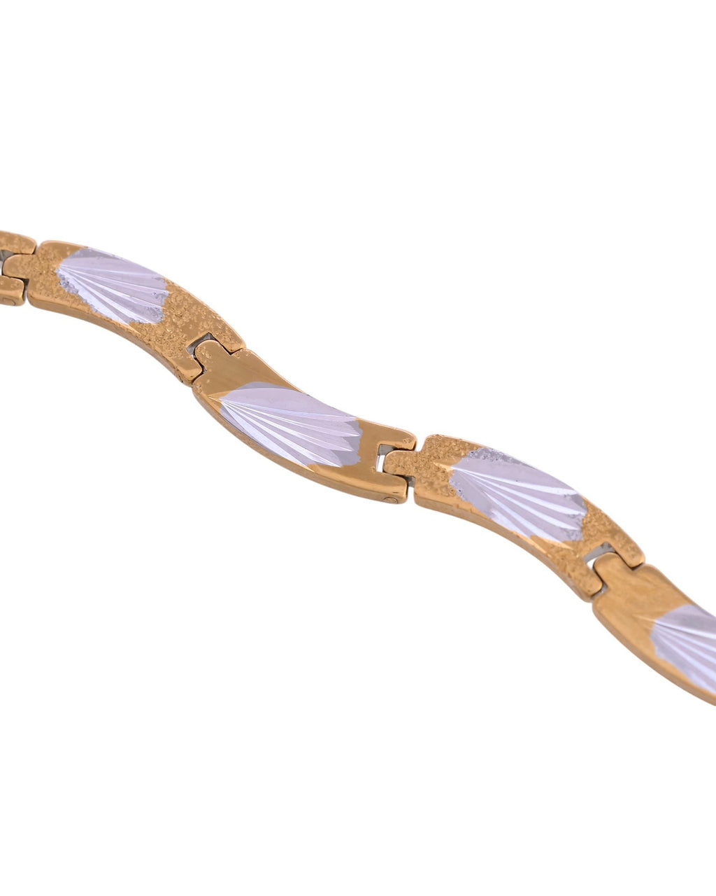 VOJ Men Gold Polished & Silver-Toned Exquisite Waved Linked Bracelet - Distacart