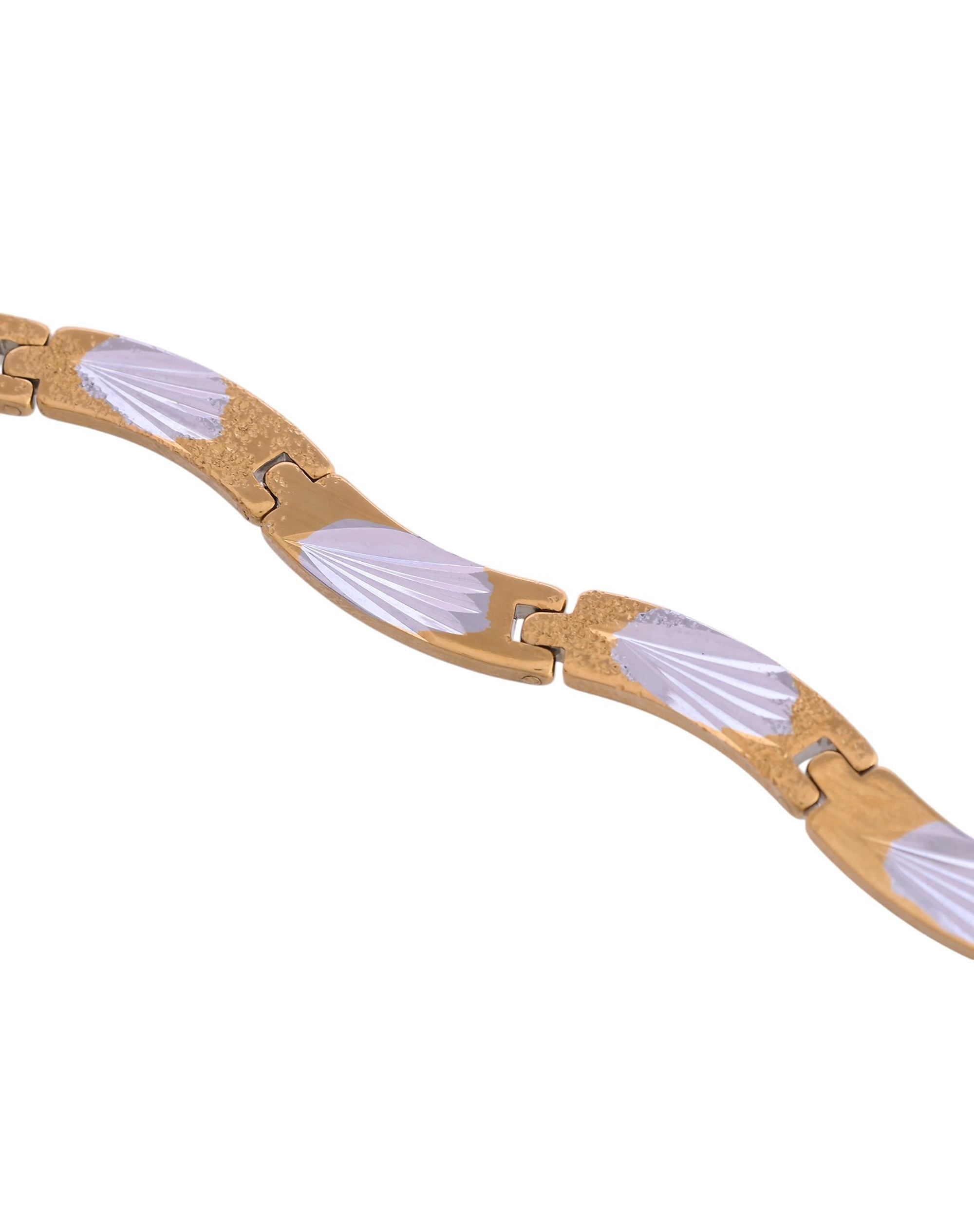 VOJ Men Gold Polished & Silver-Toned Exquisite Waved Linked Bracelet - Distacart