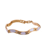 VOJ Men Gold Polished & Silver-Toned Exquisite Waved Linked Bracelet - Distacart