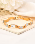 VOJ Men Gold Polished & Silver-Toned Exquisite Waved Linked Bracelet - Distacart