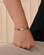 VOJ Men's Double Toned Stainless Steel Textural Linked Bracelet - Distacart