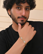 VOJ Men's Double Toned Stainless Steel Textural Linked Bracelet - Distacart