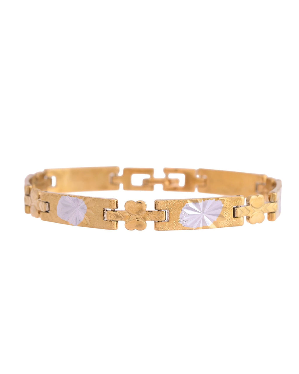 VOJ Men's Double Toned Stainless Steel Textural Linked Bracelet - Distacart