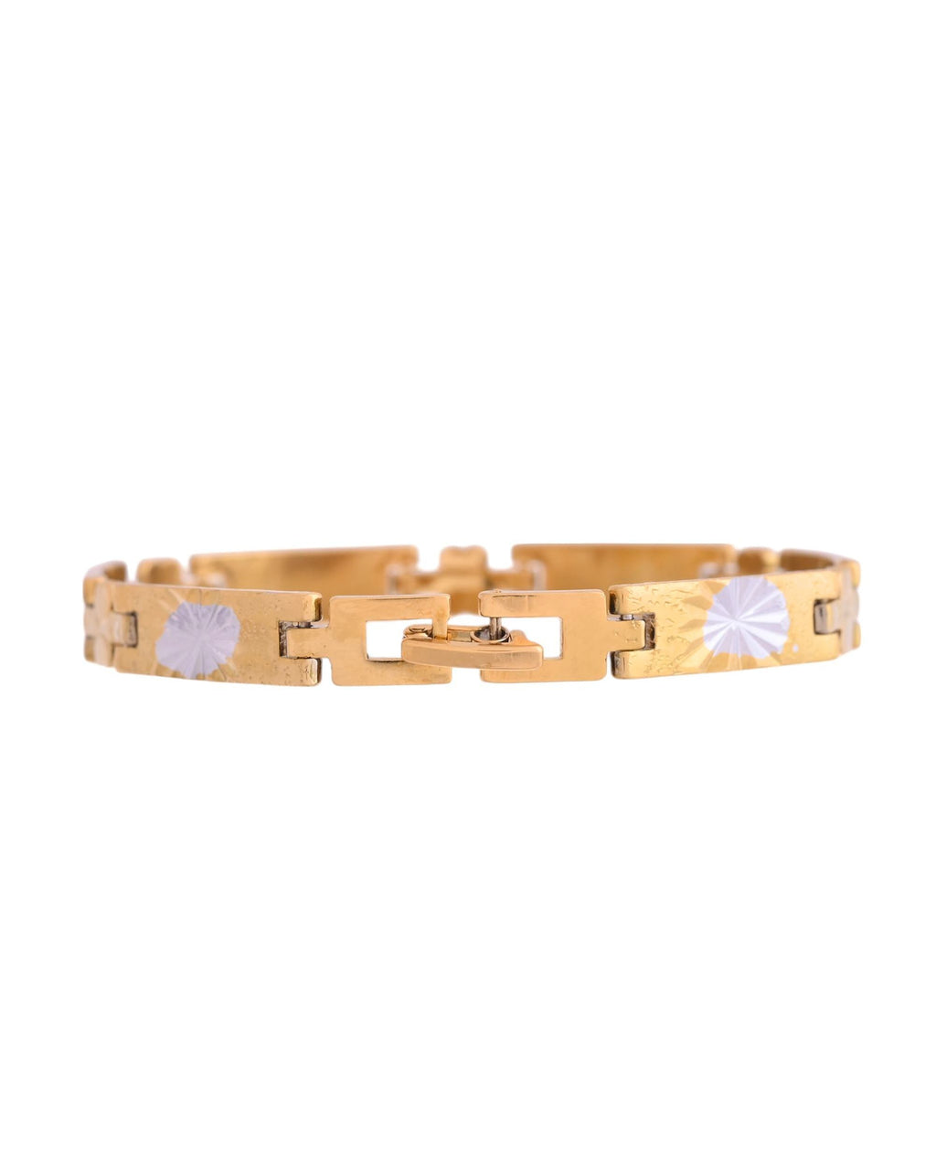 VOJ Men's Double Toned Stainless Steel Textural Linked Bracelet - Distacart