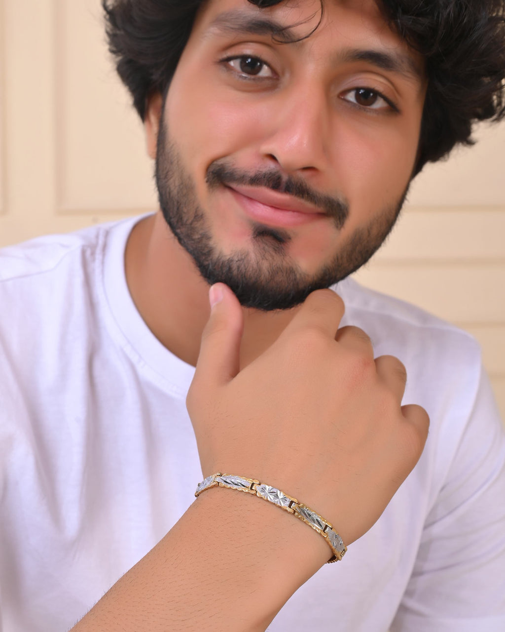 VOJ Men's Double Toned Textural Linked Bracelet - Distacart
