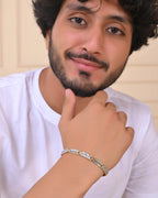 VOJ Men's Double Toned Textural Linked Bracelet - Distacart