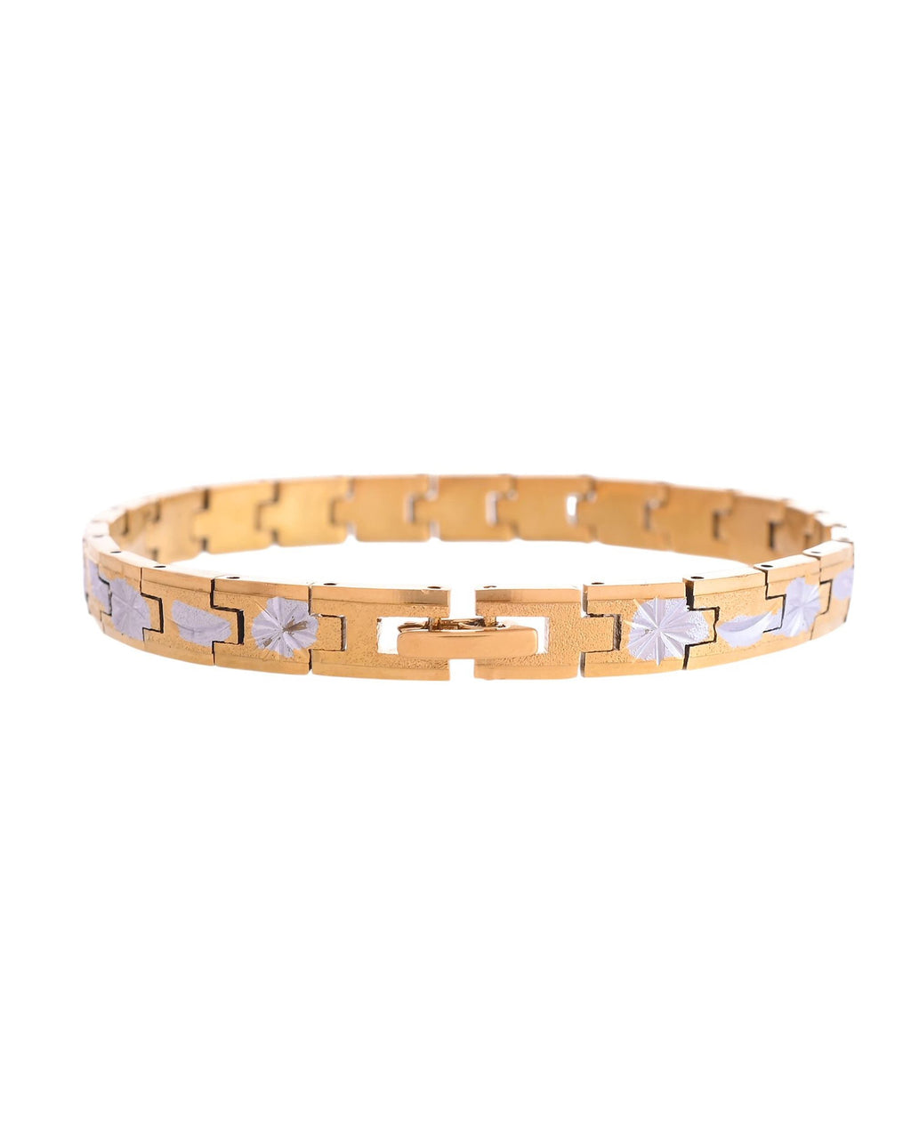 VOJ Men's Double Toned Textural Stainless Steel Bracelet - Distacart