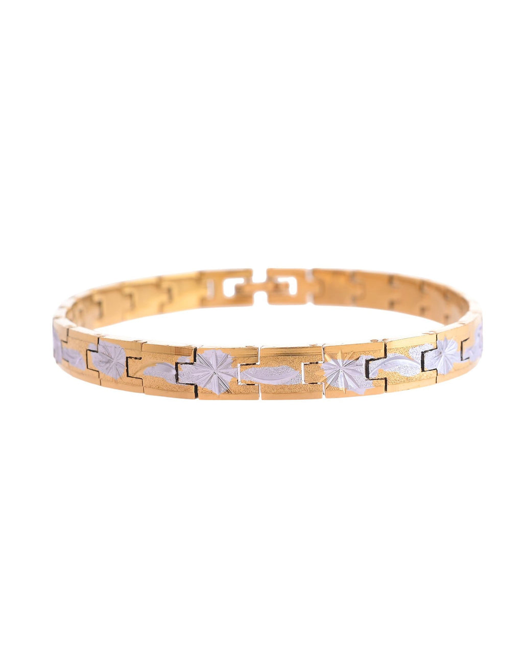 VOJ Men's Double Toned Textural Stainless Steel Bracelet - Distacart