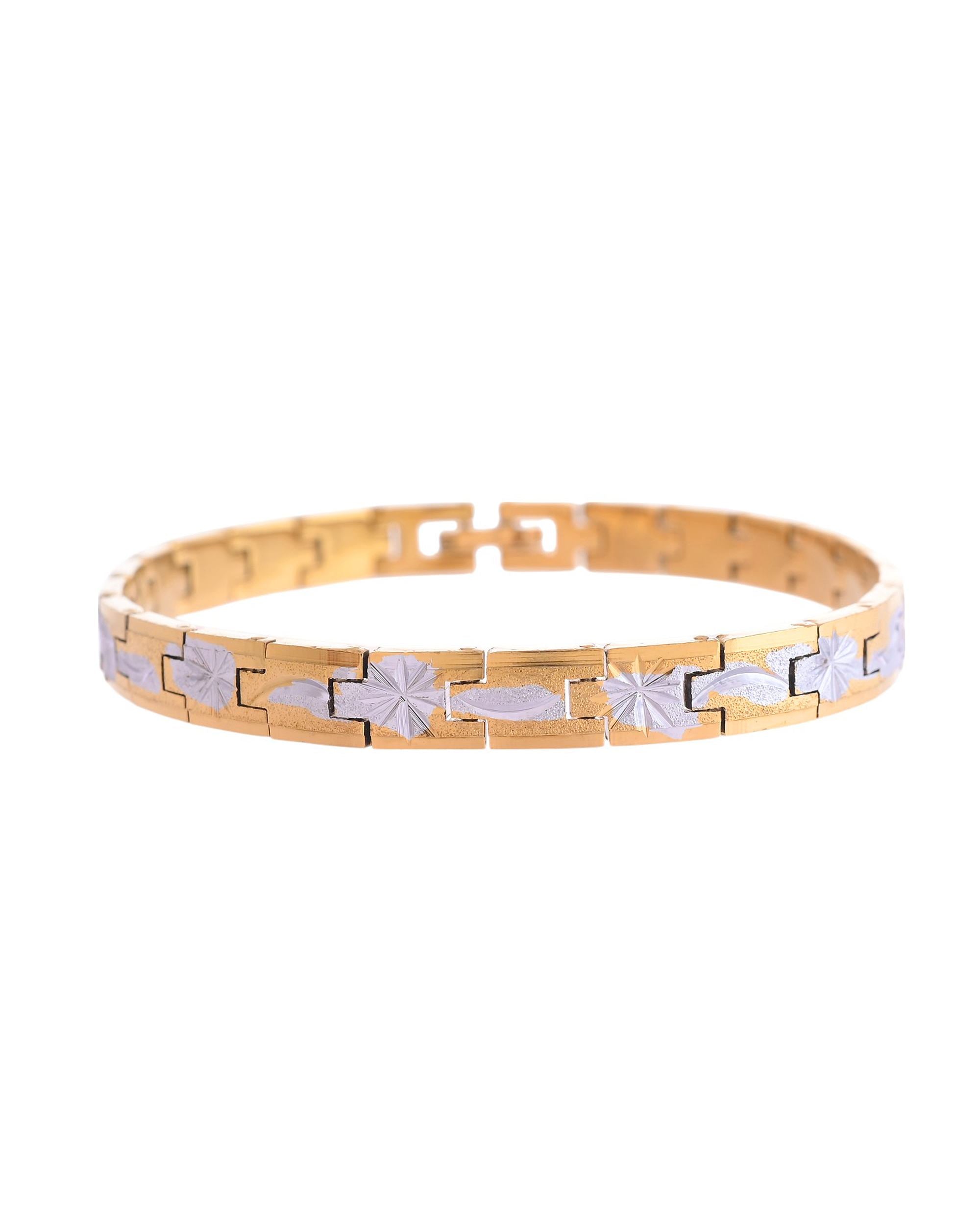VOJ Men's Double Toned Textural Stainless Steel Bracelet - Distacart