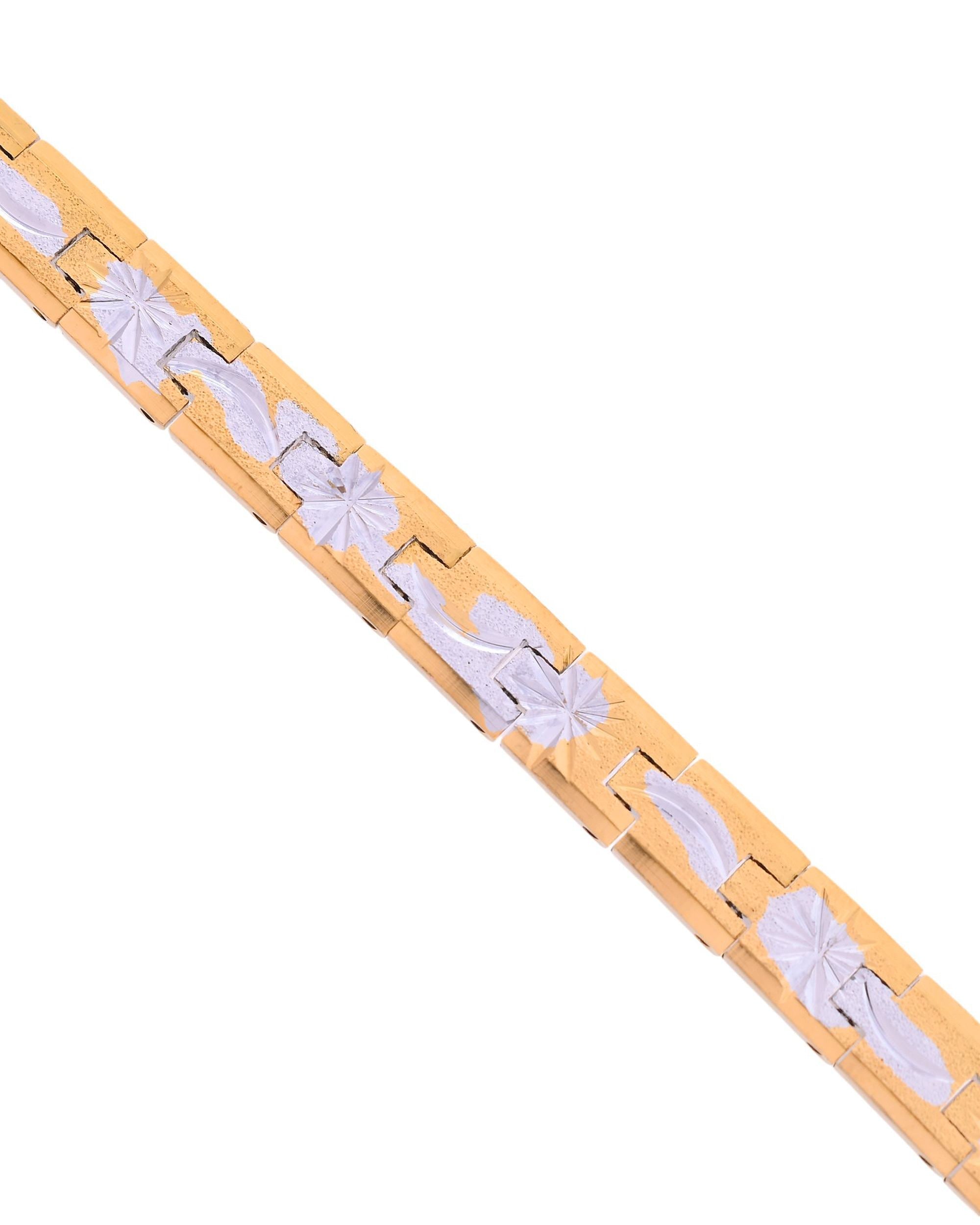 VOJ Men's Double Toned Textural Stainless Steel Bracelet - Distacart